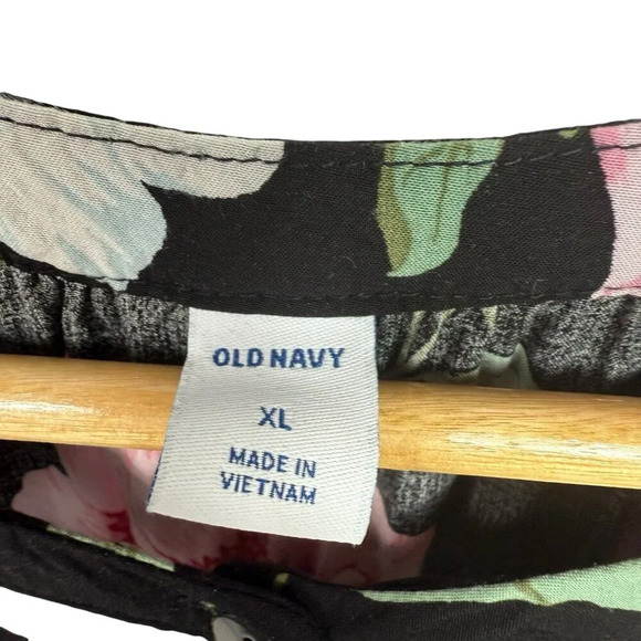 Old Navy Ruffle Flutter Sleeve Tiered Black Floral Midi Dress Size XL Tie Waist - Picture 4 of 5